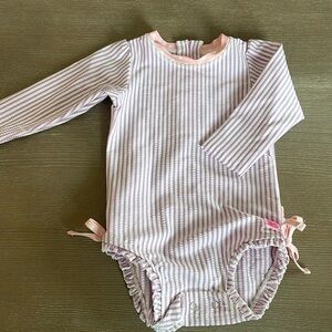 Ruffle butts swim rash guard, purple,pink